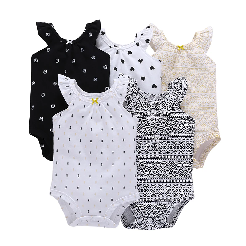 Acheter ÉTÉ BÉBÉ FILLE VÊTEMENTS o cou sans manches dot barboteuses coton unisexe nouveau né set INFANT Toddler costume nouveau né outfit 2019