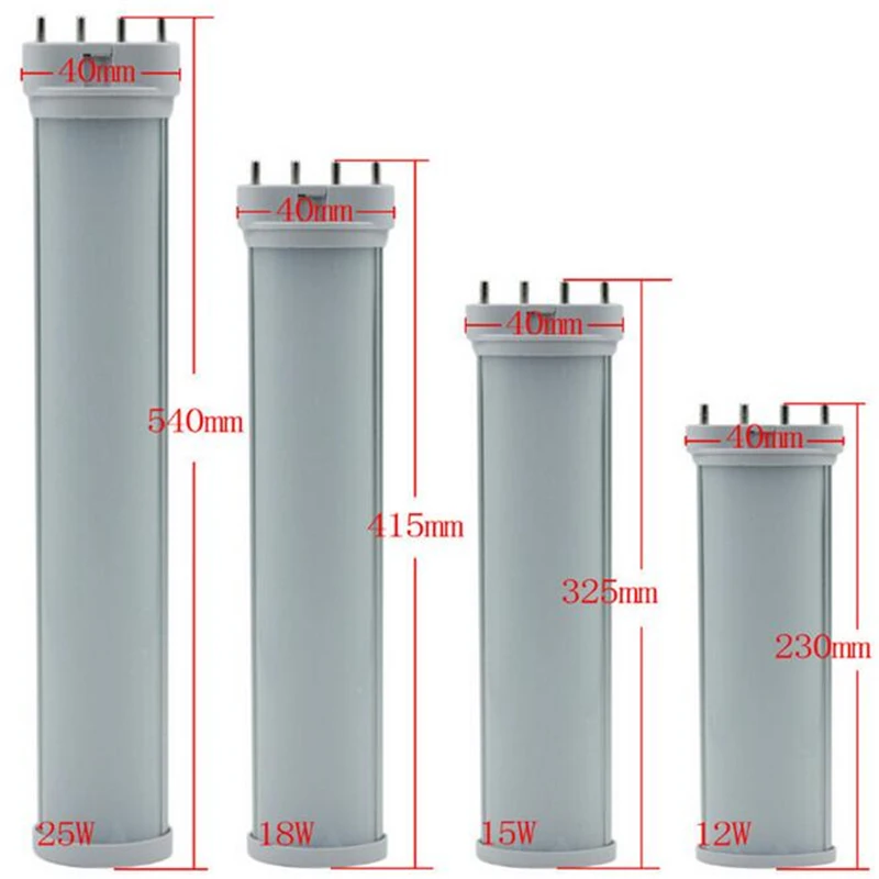 유백색 투명 LED PL 튜브 전구 조명, 플러그 인 클리어, SMD 2835, 2100-2300lm, 2G11 GY10Q 램프, 10W, 12W, 15W, 20W, 22W