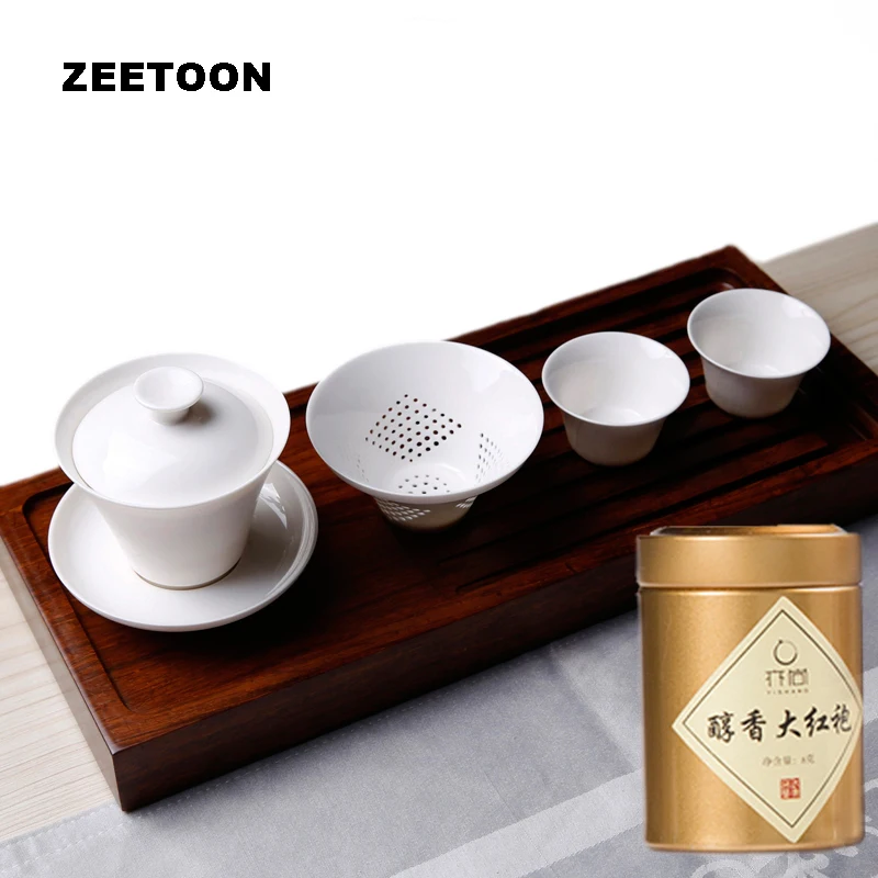 White Porcelain Quick Cup Travel Portable Kung Fu Tea Set Teapot Gaiwan Cup 1 Teapot 1 Strainer 2 Teacup 24g Dahongpao Tea White Porcelain Quick Cup Travel Portable Kung Fu Tea Set Teapot Gaiwan Cup 1 Teapot 1 Strainer 2 Teacup 24g Dahongpao Tea