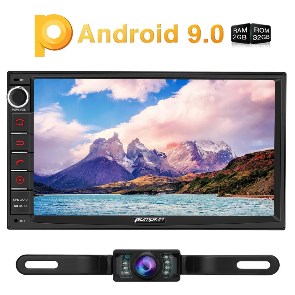 

Pumpkin 2 Din 7"Universal Android 9.0 GPS Car Radio Audio Player NO DVD Quad Core RAM 2G ROM 32G Car DVD GPS Navigation Wifi DAB