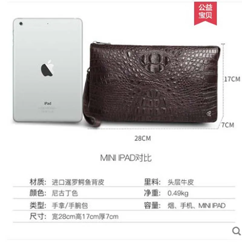 gete 2019 Crocodile leather handbag for men large capacity wrist business bag crocodile leather handbag hand bag for men's bag