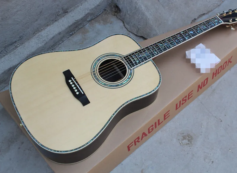 

41"All Solid Wood Acoustic Guitar with Rosewood Back,The Real Abalone Shell Binding and Inlay,Ebony Fretboard,Offer Customized