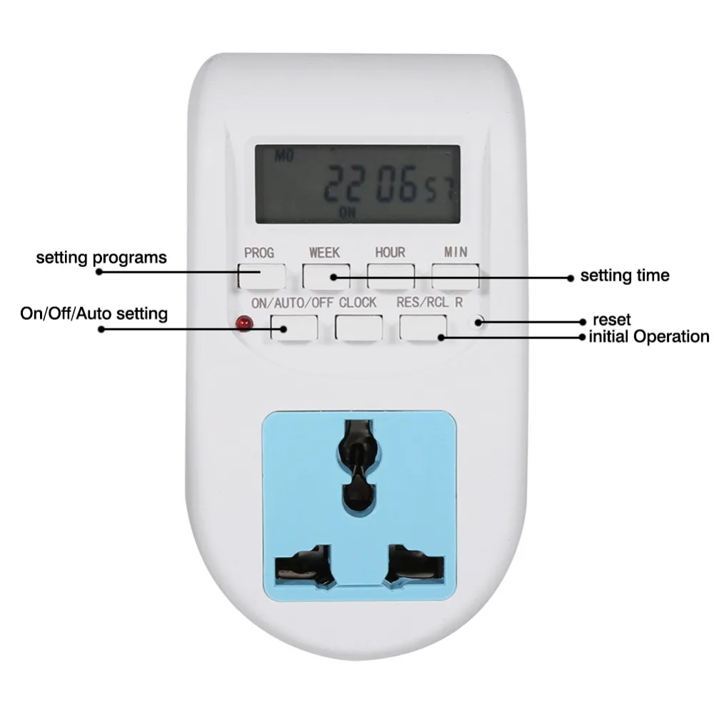 Штепсельная Вилка европейского стандарта, программируемый таймер, розетка 220 В, Многофункциональный ЖК-дисплей, цифровой таймер, розетка, розетка, переключатель