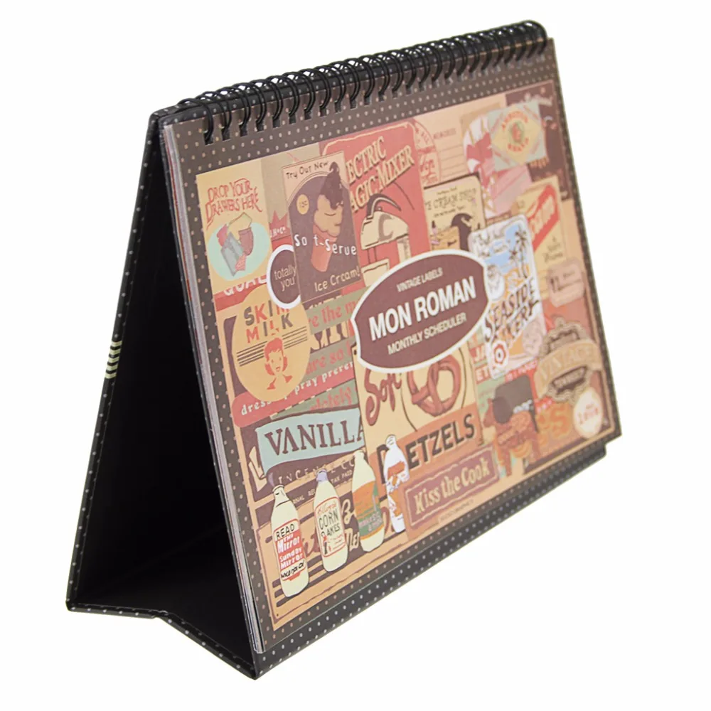 Spiral Binding Desktop Calendar Planner Standing Weekly Monthly Planner