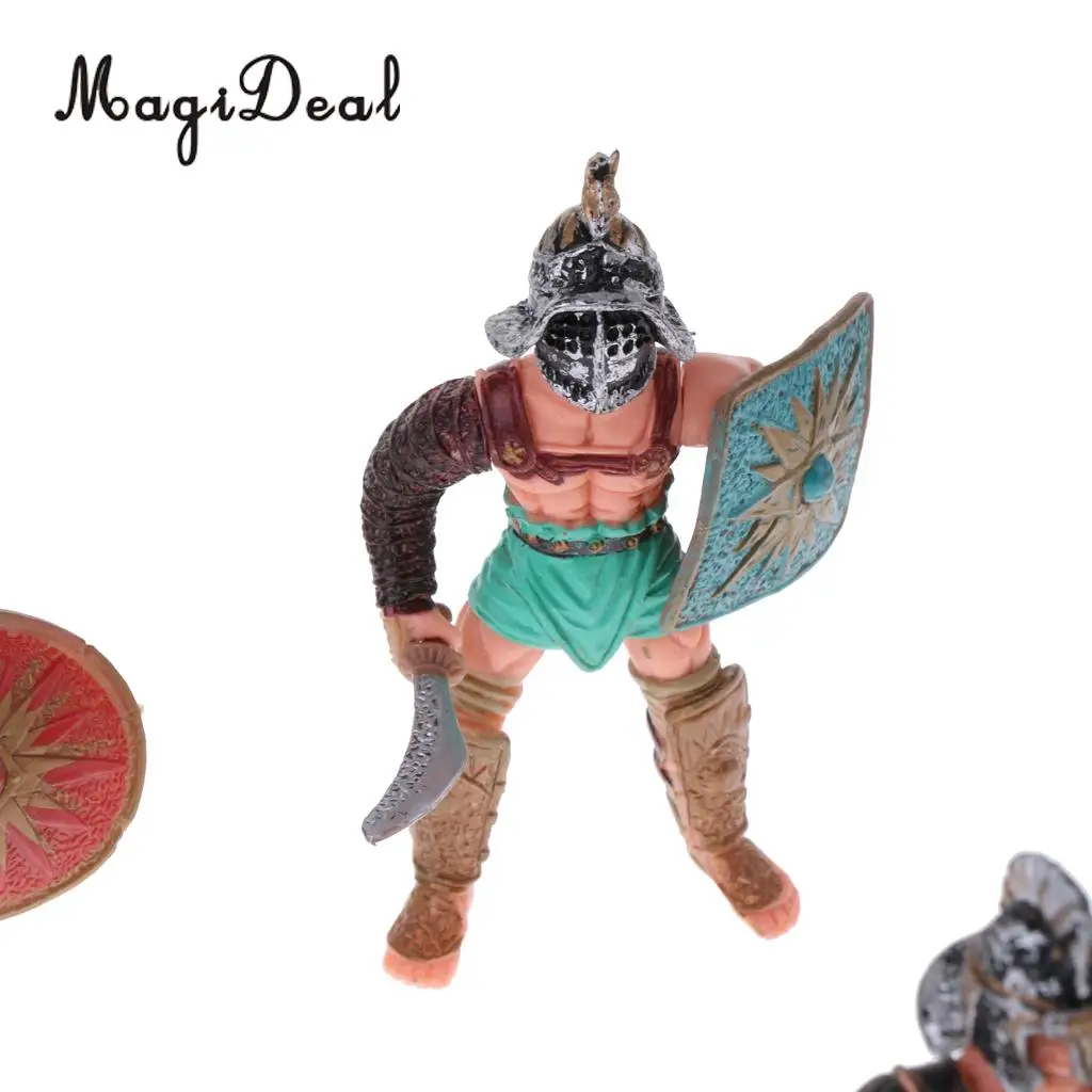 MagiDeal 6Pcs Plastic Roman Gladiator Warriors Medieval Soldier Firgures Playset DIY for Home Room Office Decor Kids Funny Toys