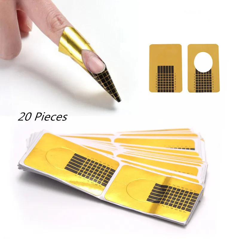 

CLAVUZ Nail Forms 20pcsTips Acrylic Gel Extension Sticker Professional Nail Polish Curl Formes Nail Art Guide Form