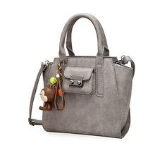 2016 Autumn Winter Fashion Trapeze Shoulder Bag Messenger Bags Hot Sale PU Leathe Women Business Travel Handbags Grey Blue Pink