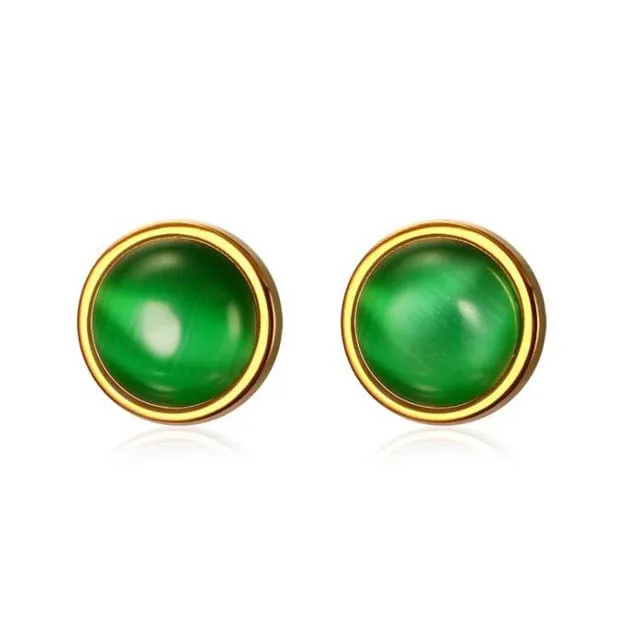 Custom Strikingly American Women Opal Earring Stainless Steel Gold