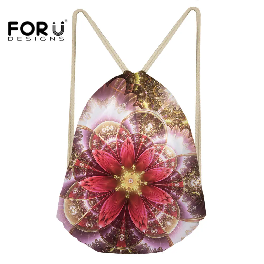 

FORUDESIGNS Drawstring Bag Small Sport Bag for Women Fitness and Training Yoga Vintage Flower Printing Gym Backpack Bag Outdoor