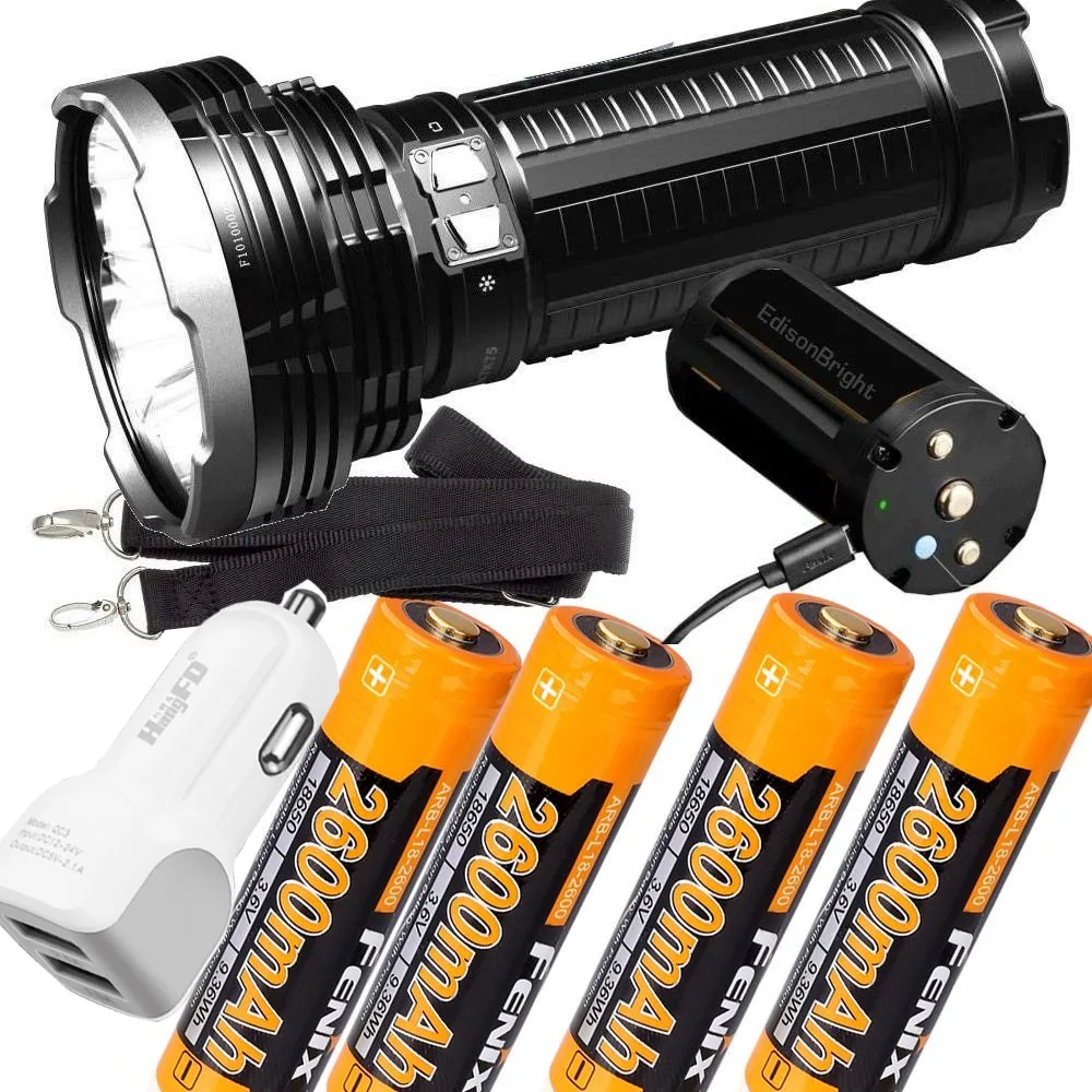

FENIX TK75 2018 Handheld Searchlight 4 x CREE XHP35 HI max 5100LM Flashlight beam distance 850 meter torch 4 x 2600mAh batteries