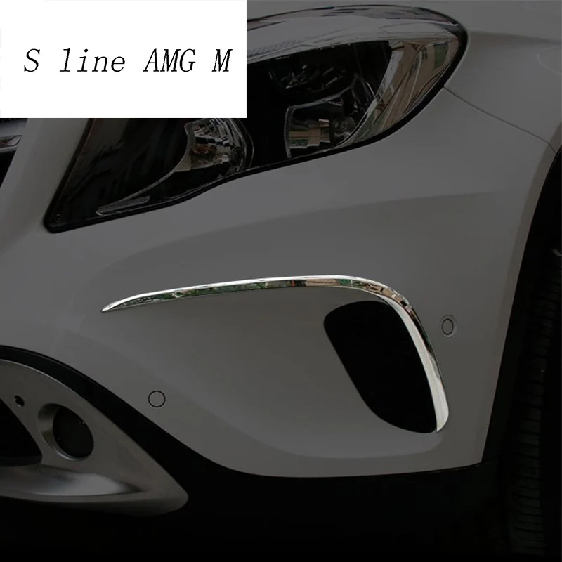 Автомобильный Стайлинг, передняя противотуманная фара, рамка, головной противотуманный светильник, крышка, наклейка, декоративная накладка для Mercedes Benz GLA Class X156, автомобильные аксессуары