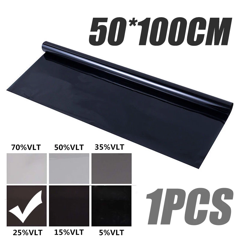 

For Auto Car House 1pc VLT 25% Black Glass Window Tint Shade Film 90% Anti-UV Car Light Sticker Roll 50*100CM Mayitr