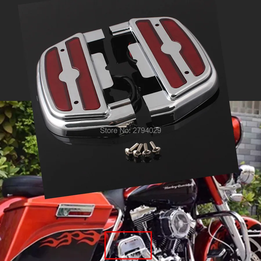 D shape Electra Alo Red LED Lighted Rear Footrest Passenger Floorboard