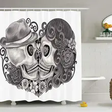 Рисунок черепа со шляпой день всех святых Мехико фестиваль культуры Цветочные иллюстрации полиэстер ткань Ванная комната занавеска для душа