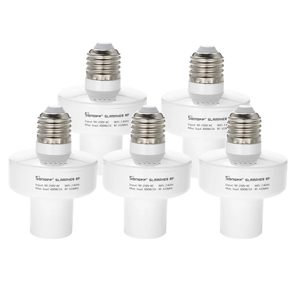 

2/3/4/5pcs SONOFF Slampher Itead 433MHz RF Smart WiFi Light Holder E27 Bulb Holder Interruptor Wifi Switch for Smart Home Works