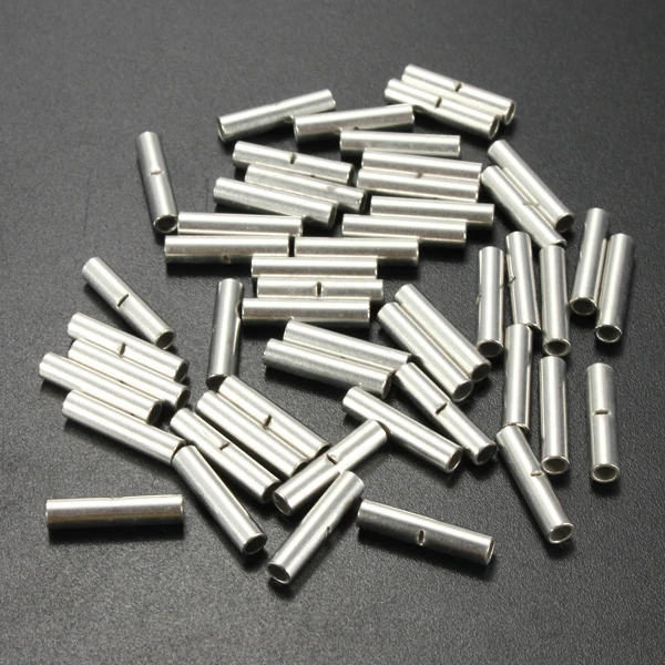 

50pcs/lot 18-22 AWG Gauge Uninsulated/Non Insulated Butt Crimp Connectors Terminal