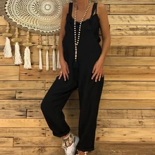 Casual Linen Loose Playsuits Women Square Sleeveless Solid Combinaison Femme Vintage Plus Size Overalls Female Lace Long Romper Casual Linen Loose Playsuits Women Square Sleeveless Solid Combinaison Femme Vintage Plus Size Overalls Female Lace Long Romper