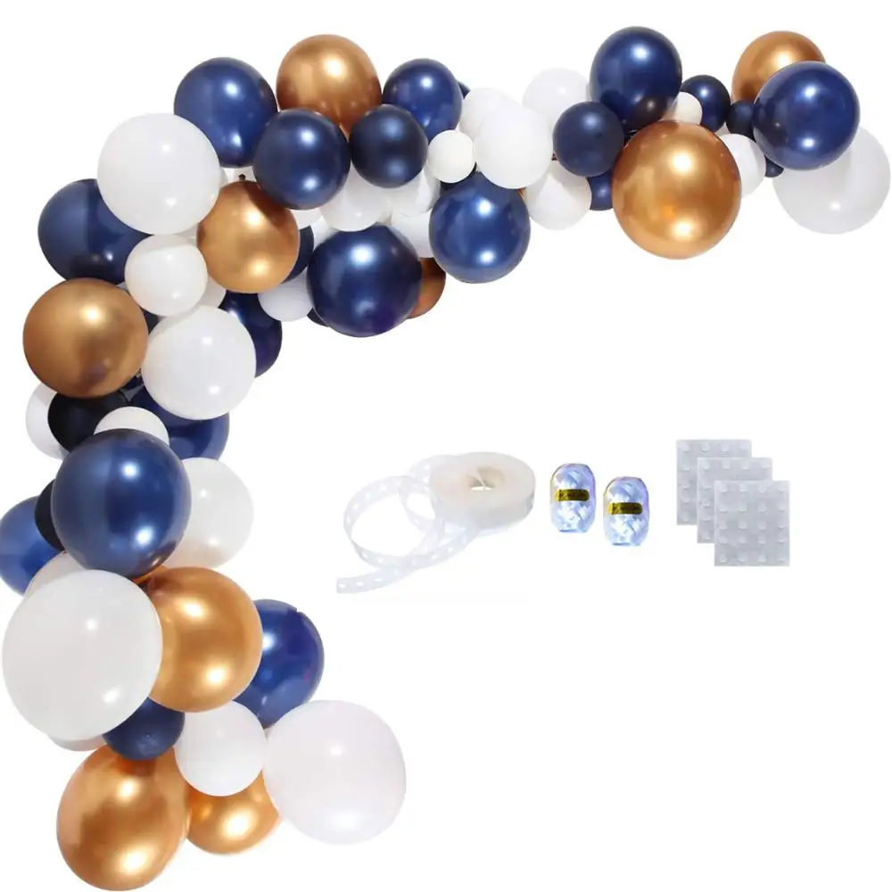 

Balloon Arch Garland Kit 100 Piece Gold Blue Pink Party Balloons with Balloon Strip Tape for Birthday Wedding Holiday Decoration