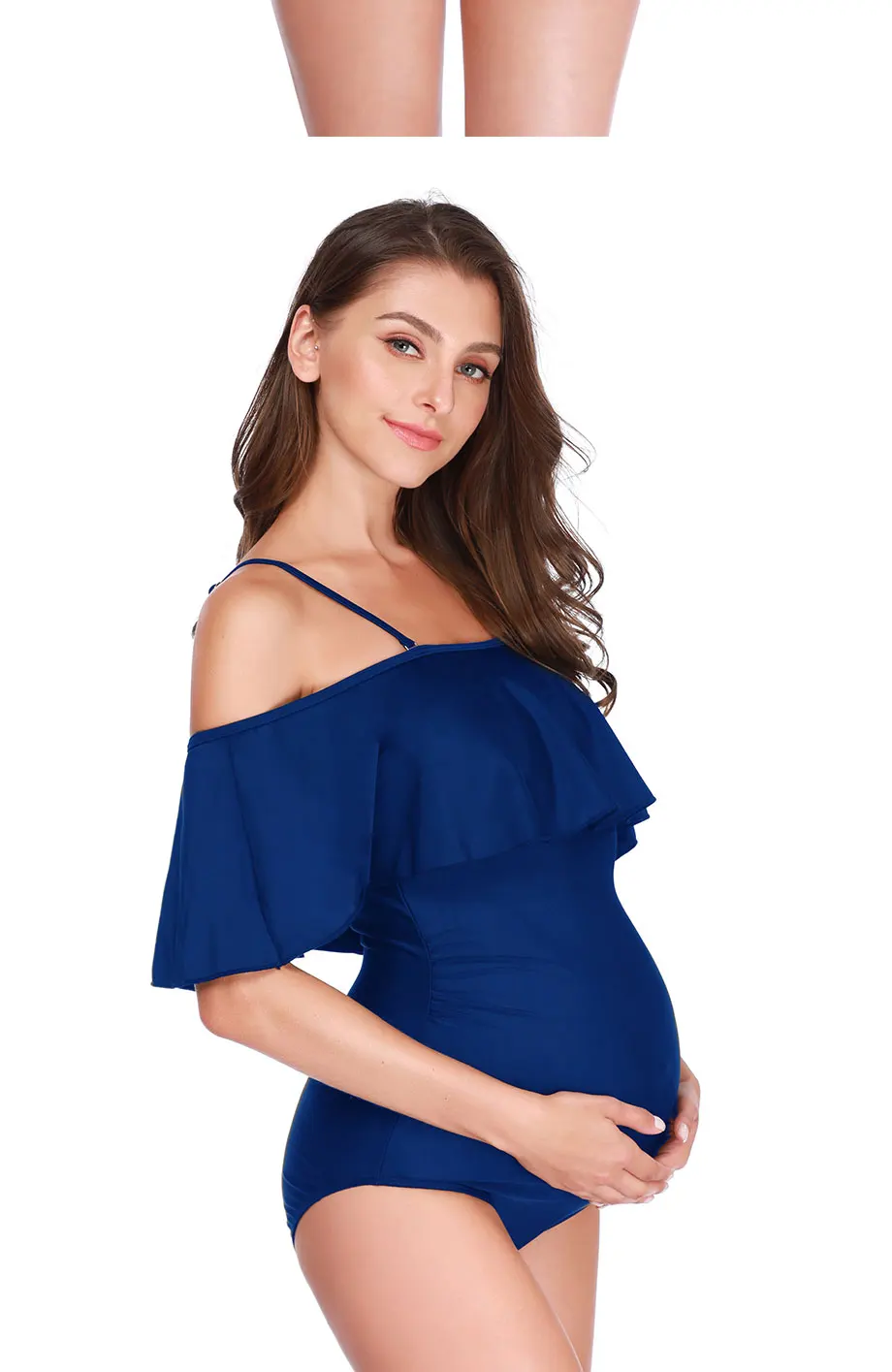 black ruffle maternity swimsuit