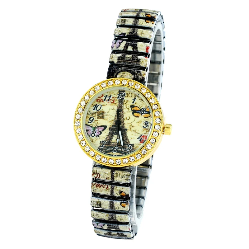 

Gnova Platinum TOP Plastic Flexi Band Paris Eiffel Tower watch woman wristwatch vintage reloj hour montre student Girls crystal