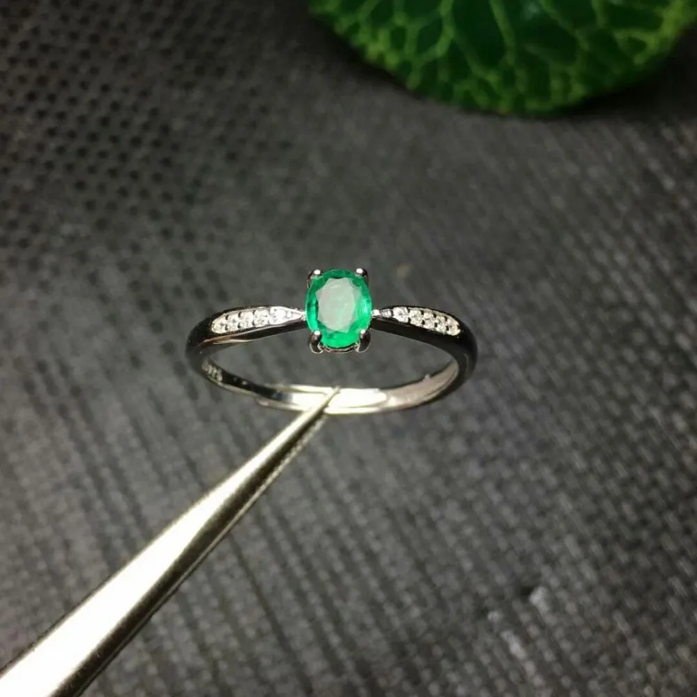 

shilovem 925 sterling silver green Emerald Rings fine Jewelry 4*5mm women trendy wedding open wholesale xkj040503agml