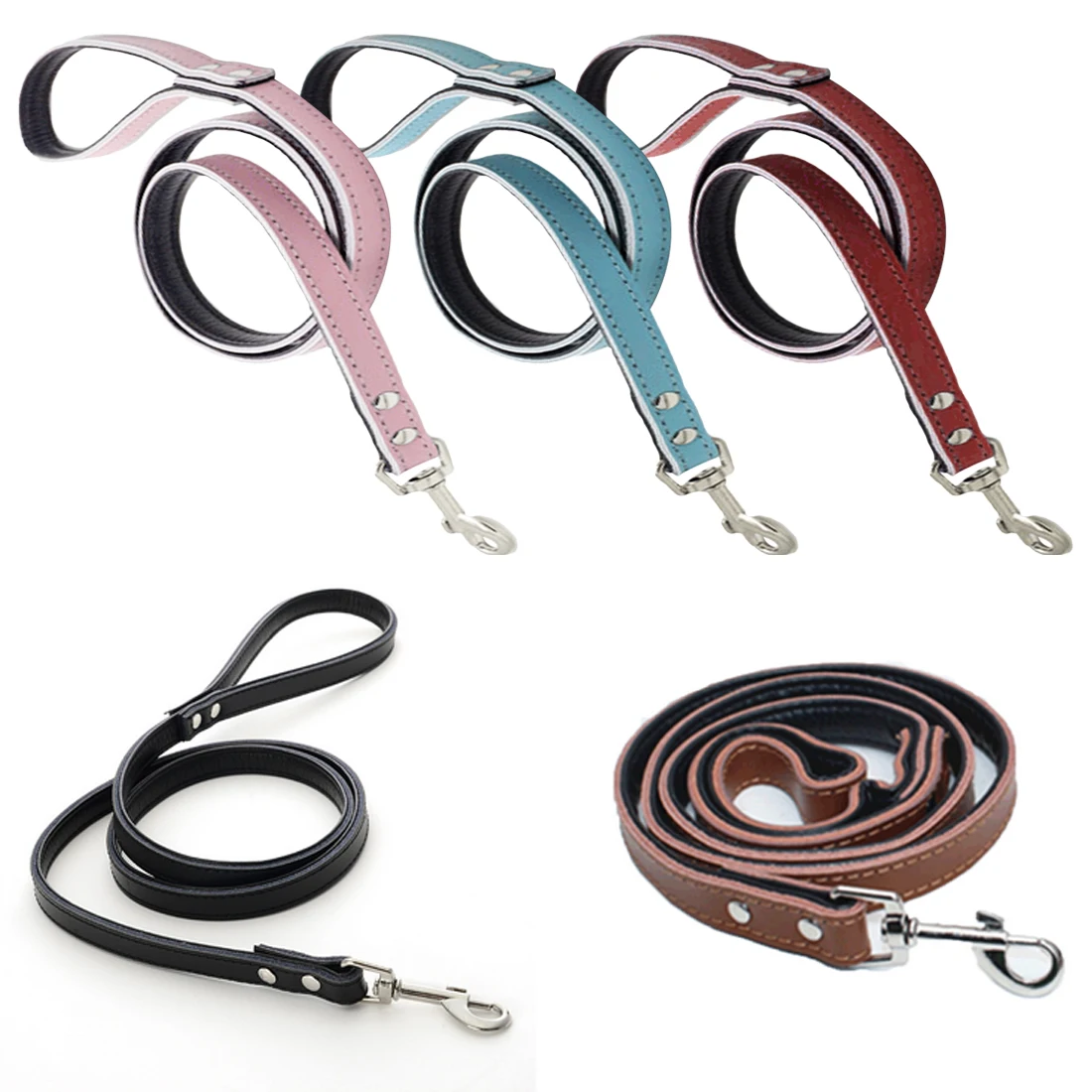 Dog Leather Harness Durable Leather Pet Dog Leash Puppy Cat Walking