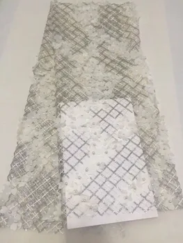 

2018 French Mesh Lace Fabric Yellow Grey Silver African Tulle French Lace Fabric Embroidered Nigerian French Lace Material