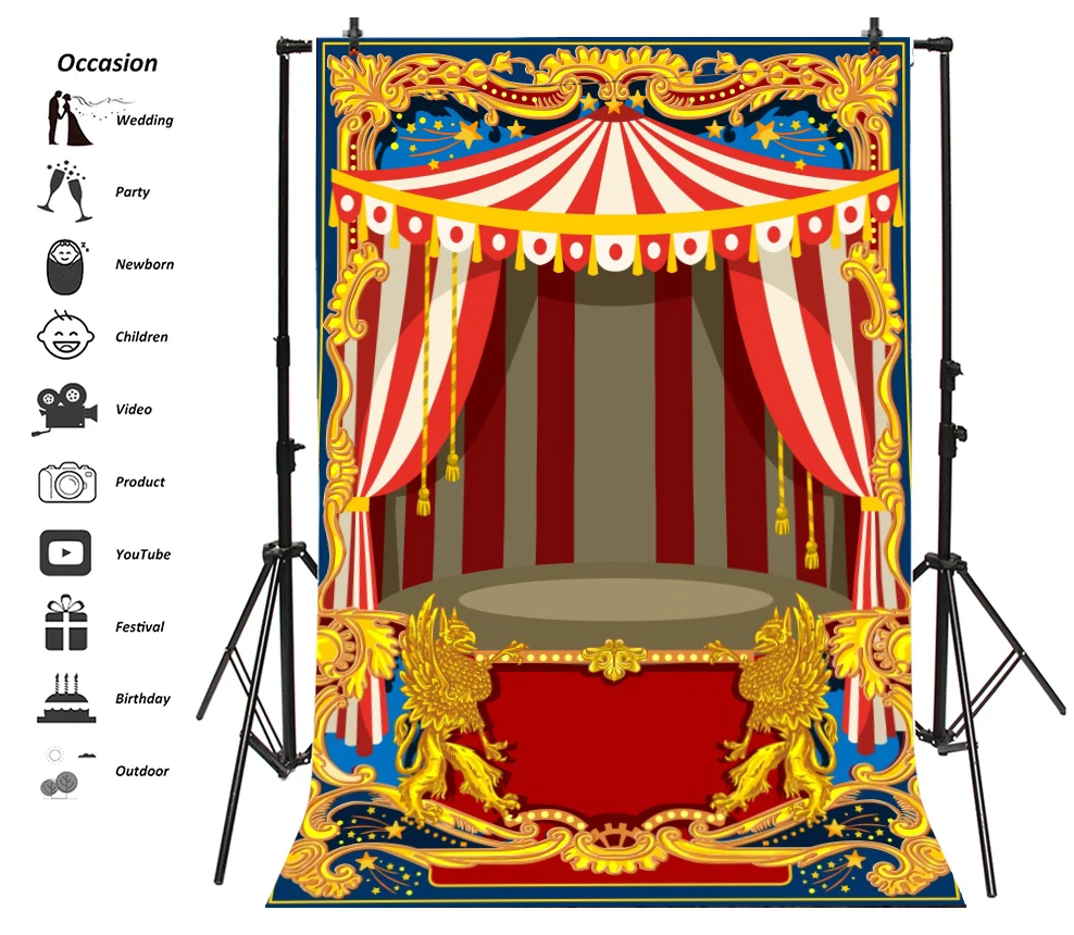 Laeacco цирковой палатки барабана узор Детские вечерние фотографии детей фон Индивидуальные фотографические фоны для фотостудии