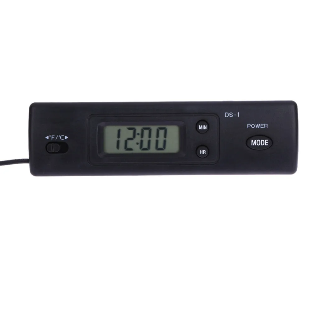 

2 in 1 Digital LCD Clock Screen Car Auto Vehicle Time Temperature Thermometer Black Automobile Clock High Quality Car-styling