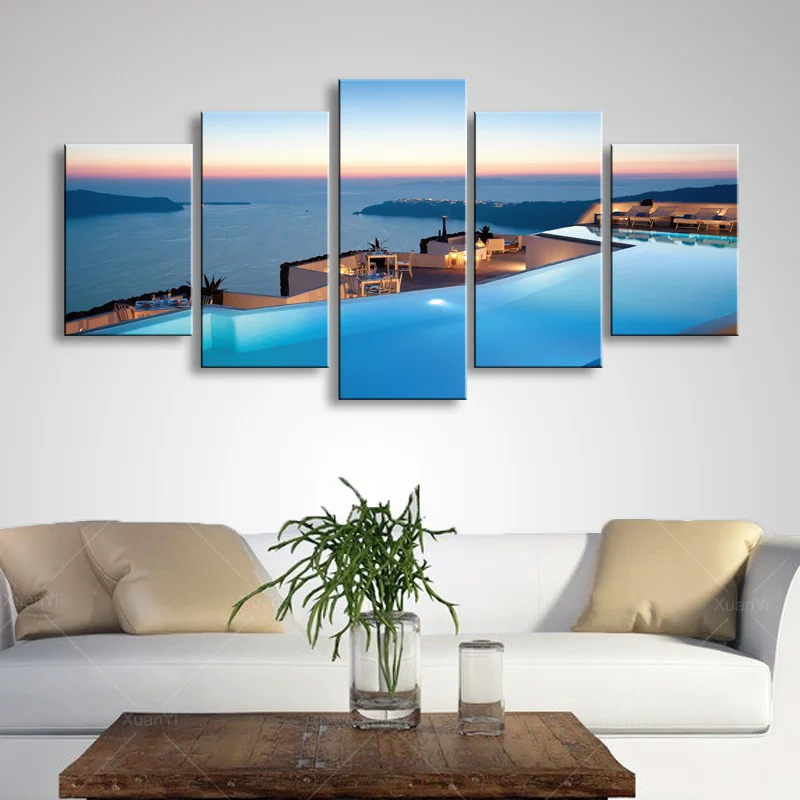 5 pieces high-definition printSantorini Greece Island Sea canvas painting poster and wall art living room picture HaiD-005 (6)