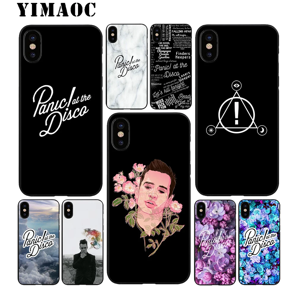 

YIMAOC Panic At The Disco Bands Soft TPU Black Silicone Case for iPhone X or 10 8 7 6 6S Plus 5 5S SE Xr Xs Max