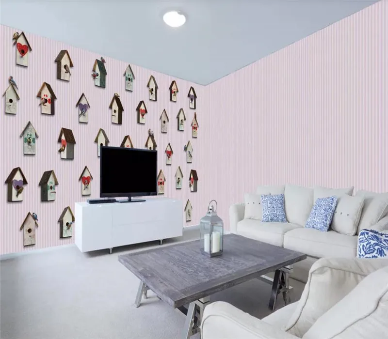 

Custom 3D wallpaper modern minimalist love bird nest children's room background wall painting - silk waterproof material