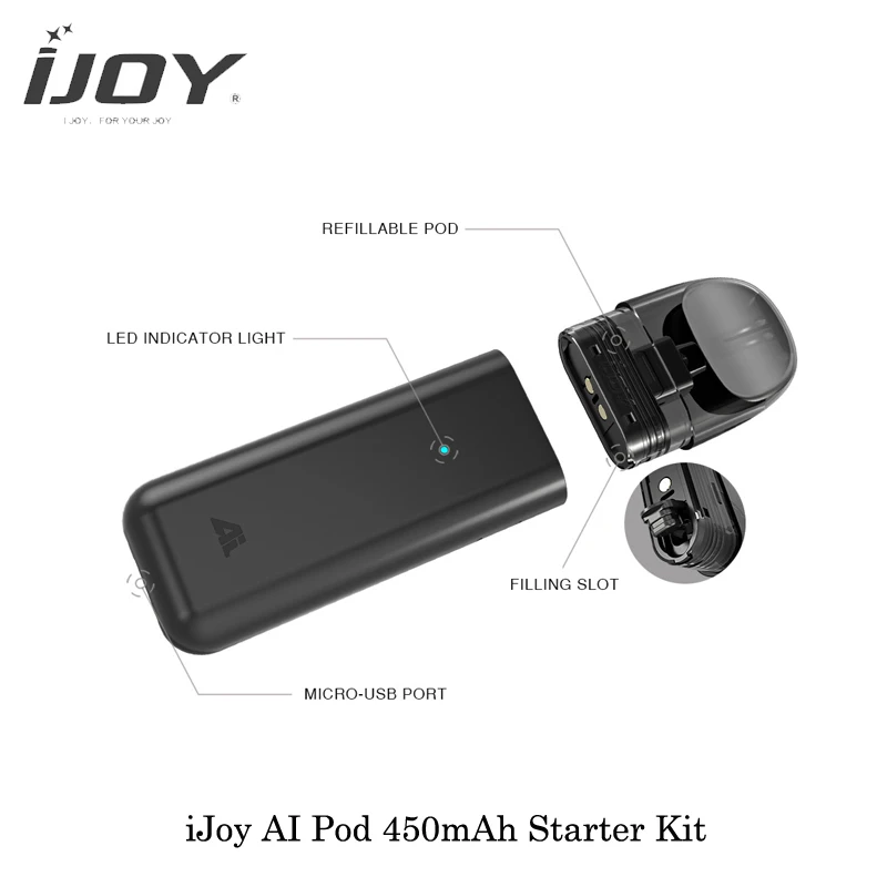 Электронная сигарета iJoy AI Pod стартовый набор 450 мА/ч емкость 2 мл встроенный