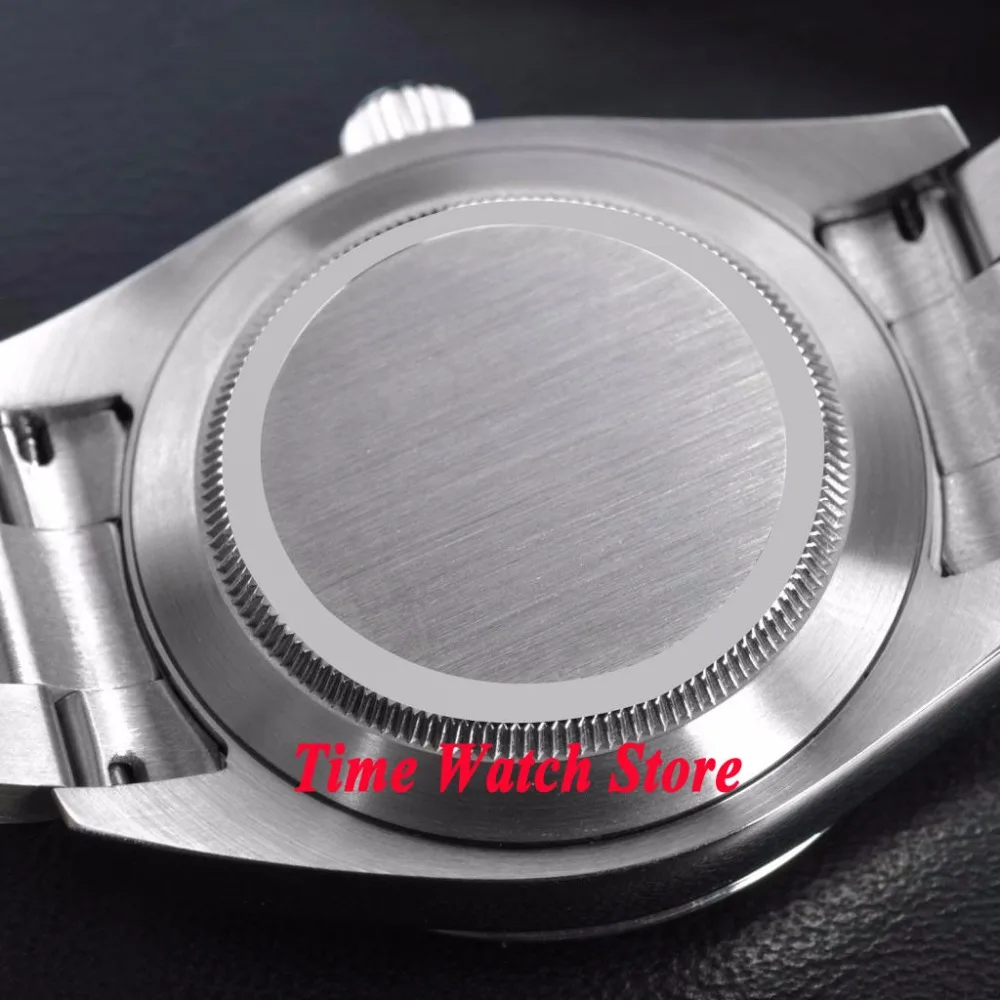 Parnis 40 мм черный циферблат зеленые светящиеся знаки flash hand sapphire glass MIYOTA