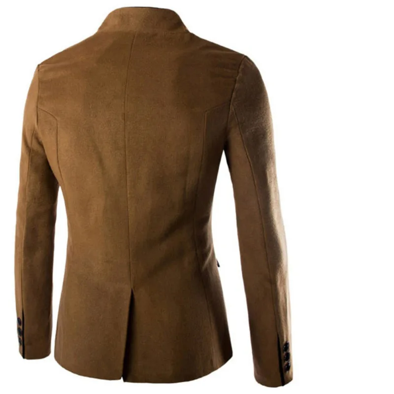 New Men's Stand Collar Coat Slim Fit Suit Button Jacket Overcoat Blazers Tops Dress