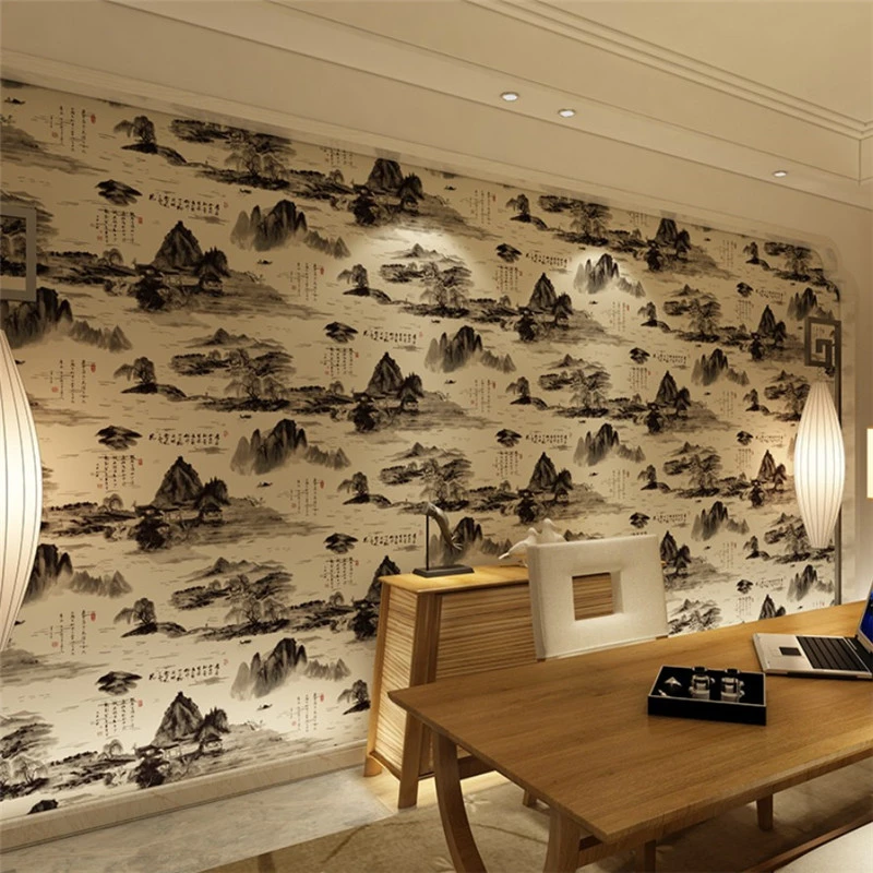 Beibehang中国絵画pvc防水壁紙リビングルーム茶屋パス家新聞スタジオの壁壁紙 Pvc Waterproof Wallpaper Wallpaper Living Roomwaterproof Wallpaper Aliexpress