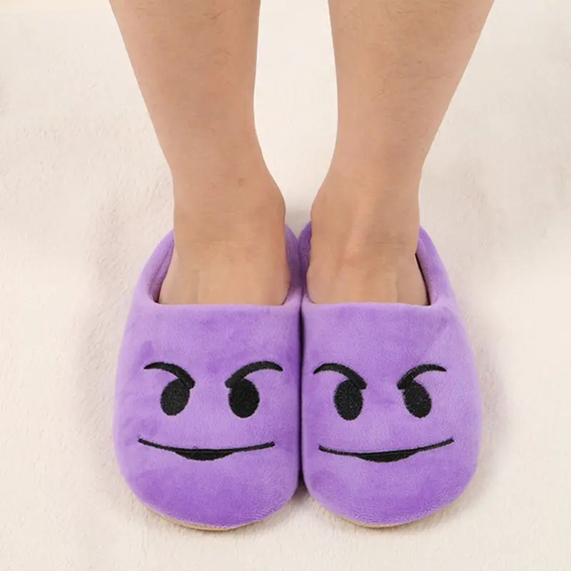 2018 Indoor Warm Emoji Slippers Winter Cotton Plush Slipper Emoji Shoes Smiley Emoticon Winter Soft Cartoon Shoes