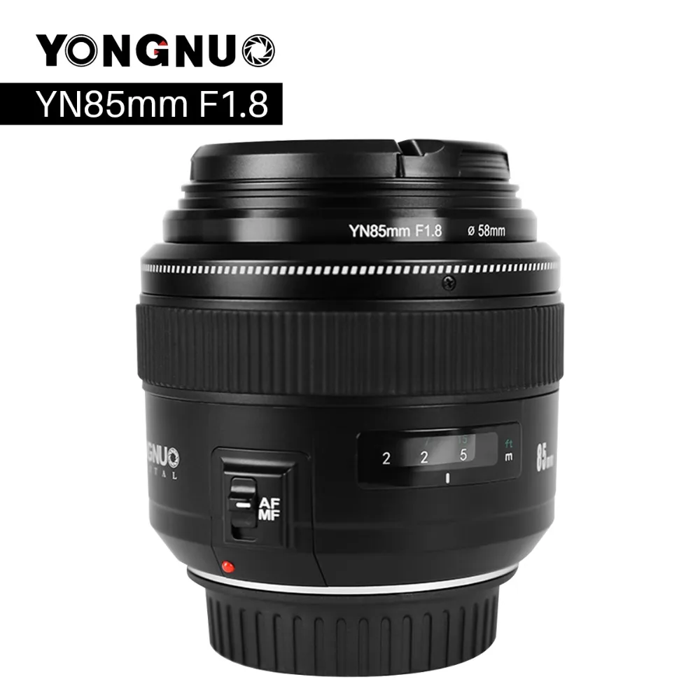 Online YONGNUO YN85mm F1.8 lente de cámara para Canon EF Mount EOS 85mm AF MF estándar medio teleobjetivo lente de cámara Focal fija