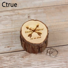 Деревенское обручальное кольцо Box держатель, коробка для колец на заказ, персонализированные свадьба стрелка сердце Валентина Обручение деревянные кольца Bearer Box