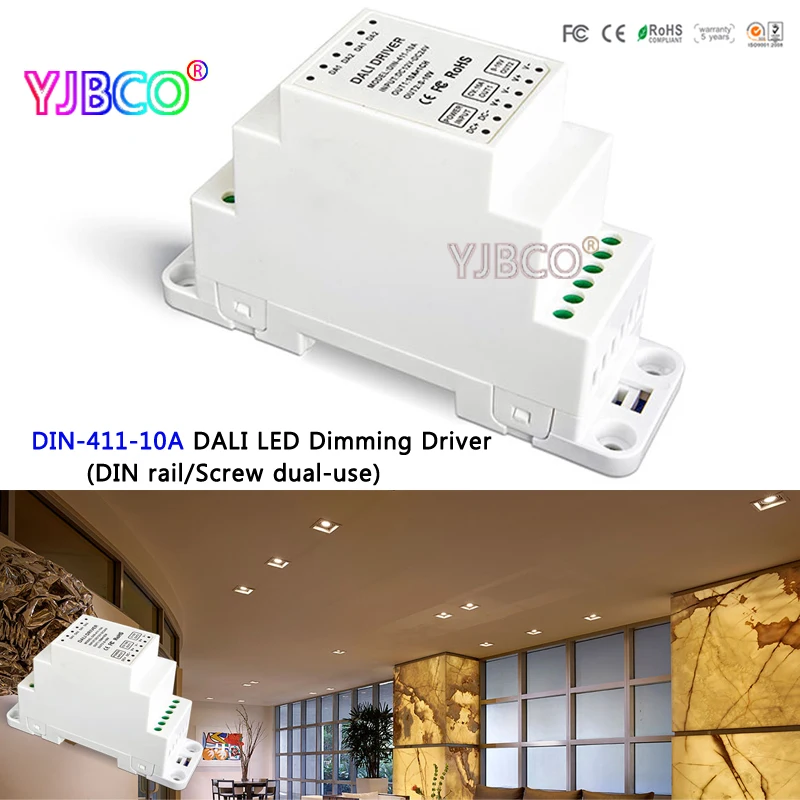 

led controller DIN-411-10A DALI LED Dimming Driver(DIN rail/Screw dual-use);DALI Dimming Signal DC12-24V 10A*1CH output