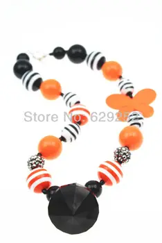 

10Pcs Lot Orange Butterfly chunky bubblegum kids lovely mixed candy color pendant necklace CB057