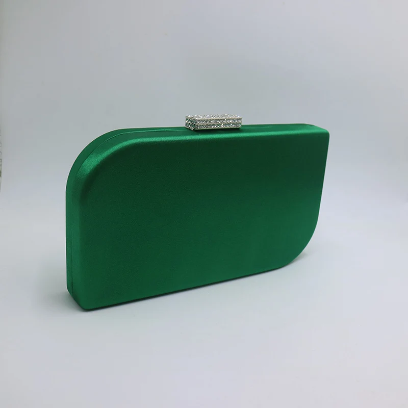 Elegant Hard Box Clutch Silk Satin Dark Green Evening Bags for Matching Shoes and Womens Wedding Prom Evening Party 
