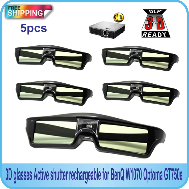 Free Shipping 5PCS Active shutter 144Hz 3D Glasses For Acer BenQ Optoma View Sonic Dell DLP