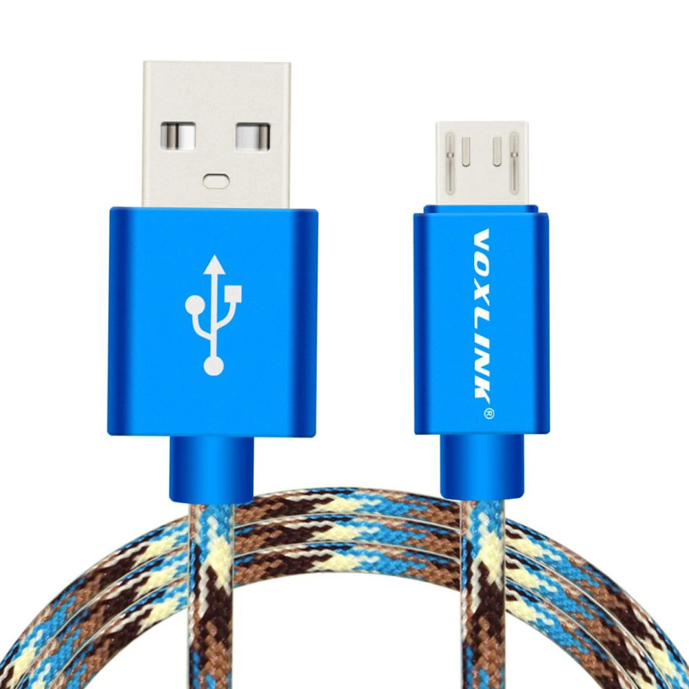 VOXLINK Micro USB кабель 2A Быстрая зарядка микро кабель для передачи данных для samsung/xiaomi/lenovo/huawei/htc/Meizu Android кабели для мобильных телефонов - Цвет: Blue