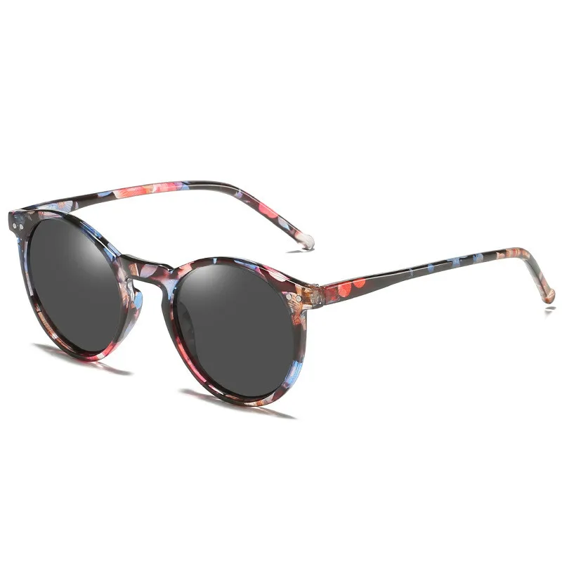 

Brand Designer Women Polarized Sunglasses Men Vintage Round Sun Glasses Black Green Flower Frame Mirror Shades Eyewear UV400