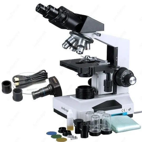 AmScope-학생 쌍안 현미경, 40 배-, 학생용 쌍안 현미경, 5MP 카메라