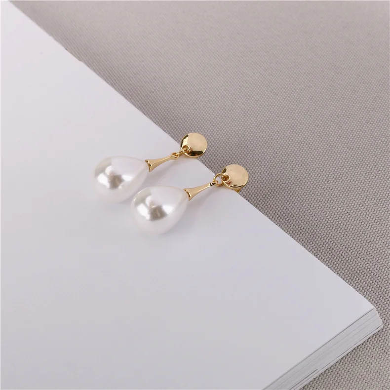 Clip Earrings Waterdrop Pearl Clip On Earrings Charm Pendant Simulated Pearl Geometric No Pierced For Women Wedding jewelry