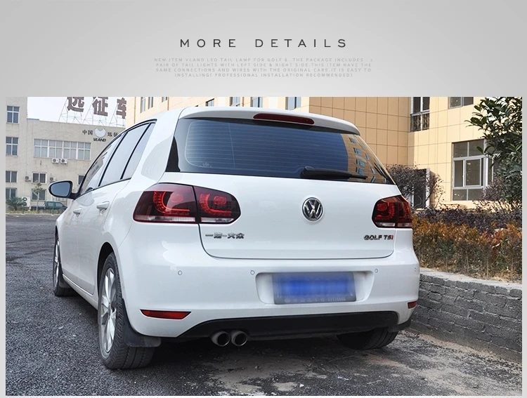 Vland стильный задний светильник s для VW golf6/mk6/R20 2008-2013 светодиодный задний светильник с квадратной задней лампой в сборе