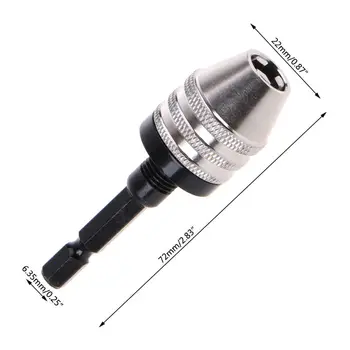 

0.3-6.5mm Keyless Drill Chuck Conversion Adapter Tool Hex Shank Quick Converter 649E