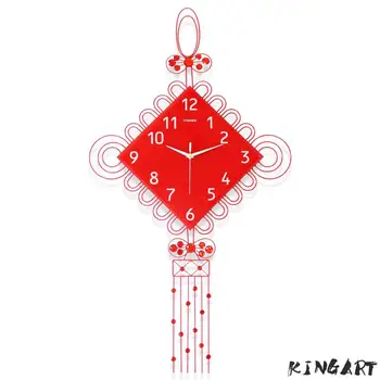 

Big Large Living Room Creative Chinese Knot Wall Clock Hanging Wall Watch Art Home Decor Digital Clock Wall